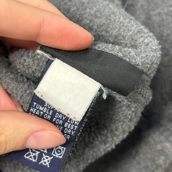 Vintage 90s Eddie Bauer Ebtek Polartec Men L Gray Blue Full Zip Mock Fleece Vest - Picture 10 of 10